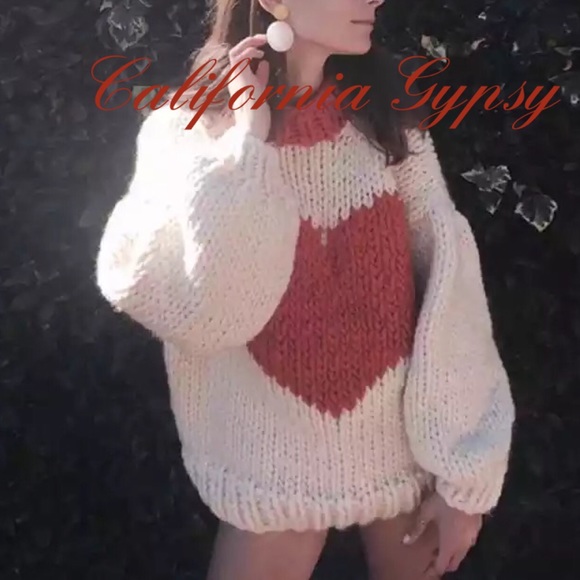 Oversized Knit Heart Chunky Sweater - Picture 5 of 8